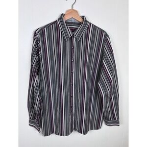 Foxcroft‎ Wrinkle Free Button Down Striped Classic Fit Shirt Size 16 Black
Pink